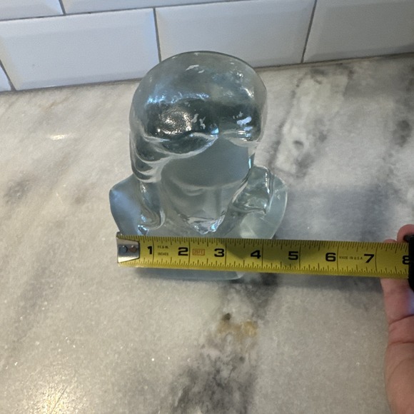 Vintage Viking Glass Jesus Head Bust Frosted And Clear 6.5" - Picture 7 of 7